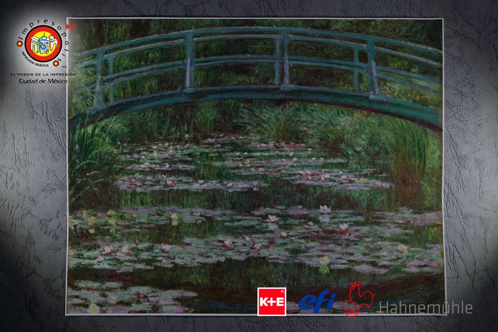 En la imagen apreciamos puente Japones de Monet. La obra del Maestro Impresionista va muy bien sobre la tela canvas K+E
